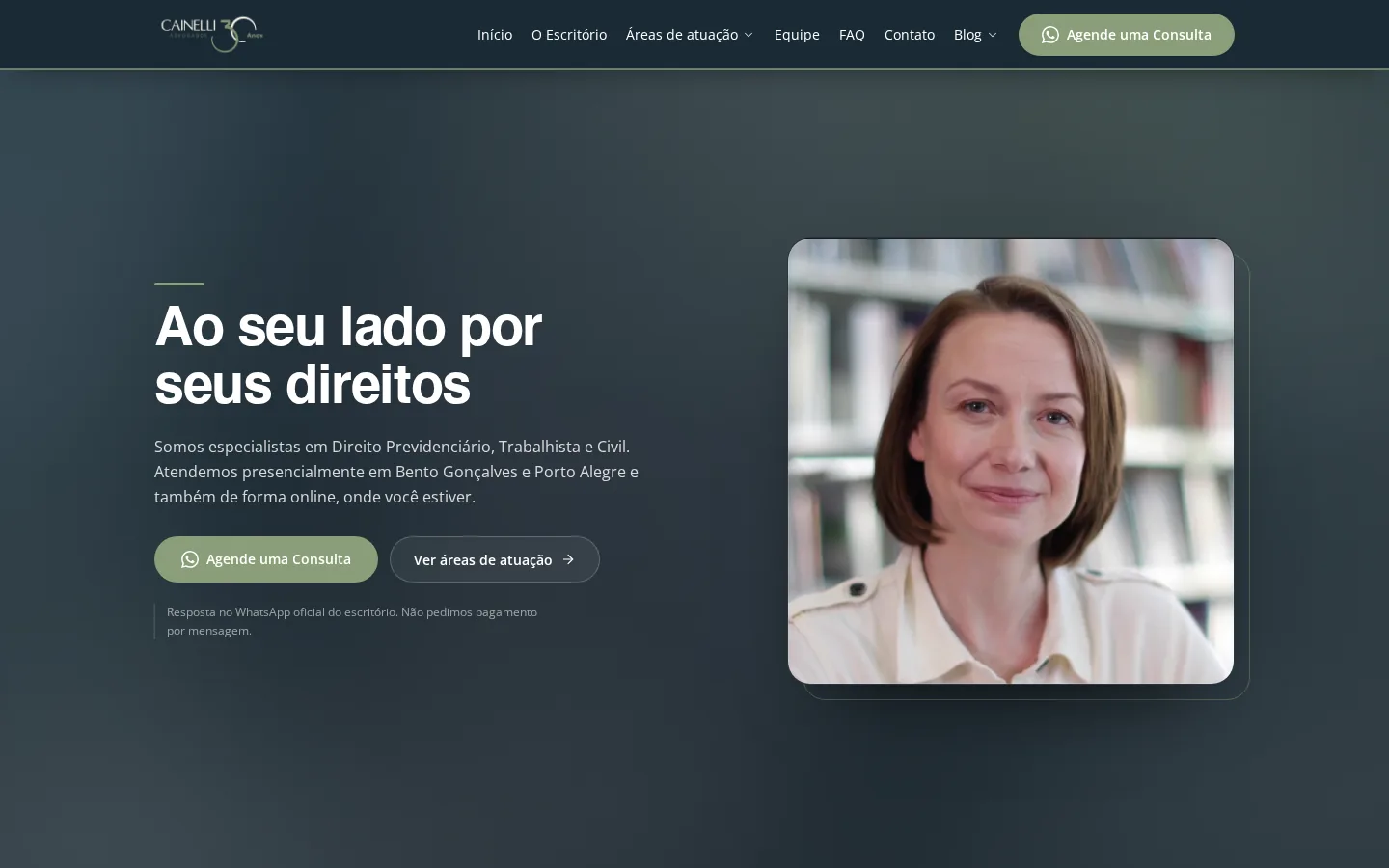 Site Cainelli Advogados desenvolvido pela Agência Kaizen
