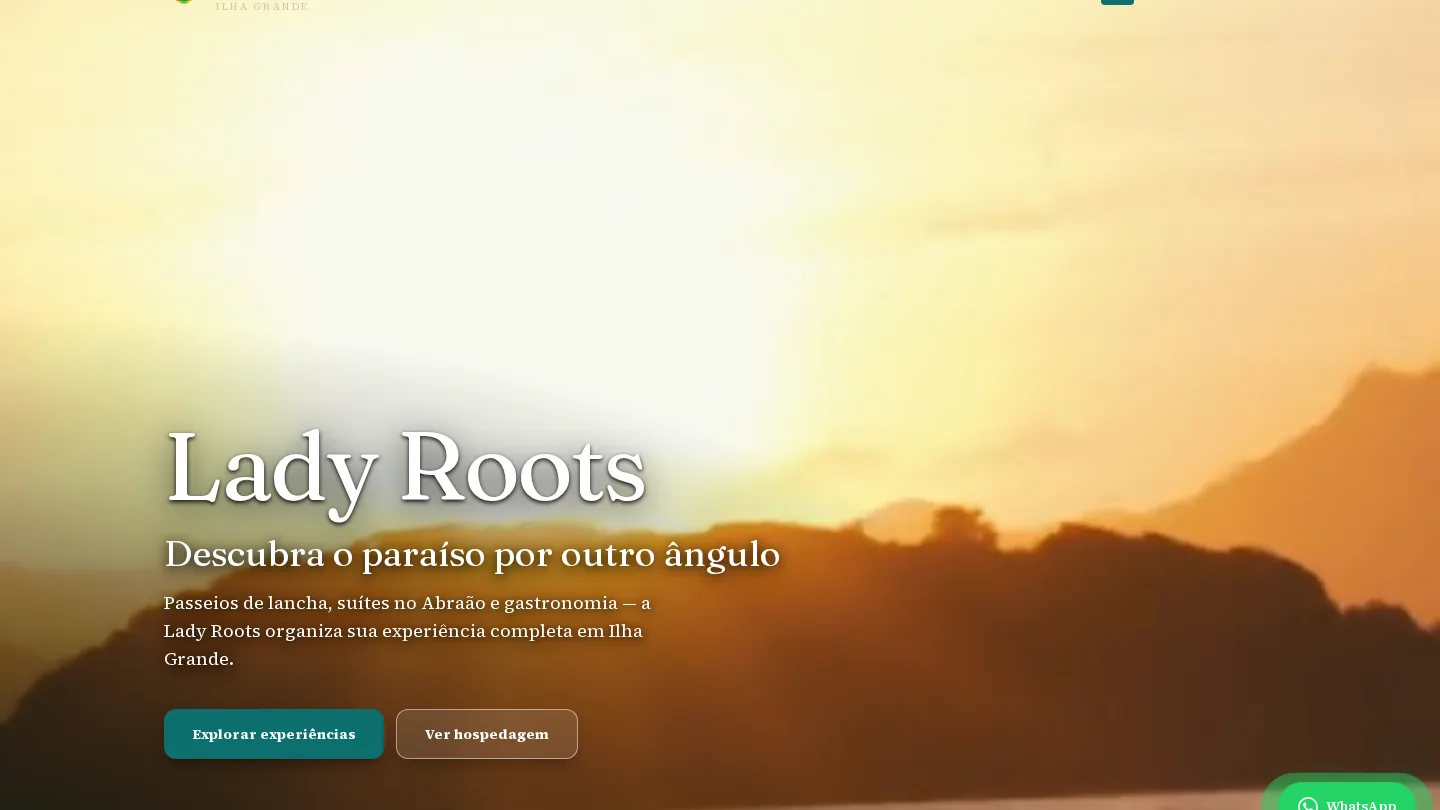 Lady Roots Ilha Grande — site desenvolvido pela Agência Kaizen Site entregue: Lady Roots Ilha Grande