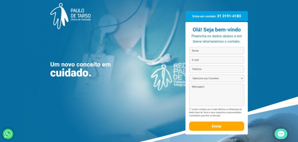 Landing Page criada pela Agencia Kaizen para o cliente Clínica de Transição Paulo de Tarso
